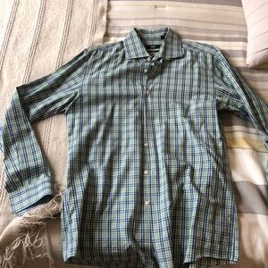 Blue and green Hugo Boss dress shirt